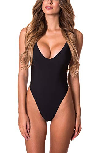 RELLECIGA Damen Monokini One-Piece String Thong Bikini High Cut