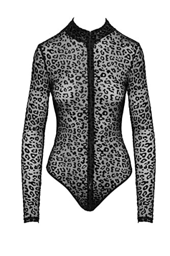 Noir Handmade Leopardenflock Body F287 mit Langen Ärmeln