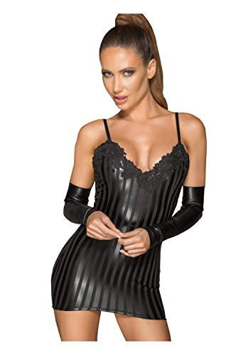 Noir Handmade Damen Minikleid im Wetlook M379