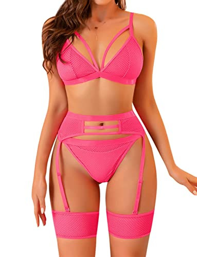 Sexy Dessous-Set für Damen, Spitzen-Riemchen-Fischnetz-BH