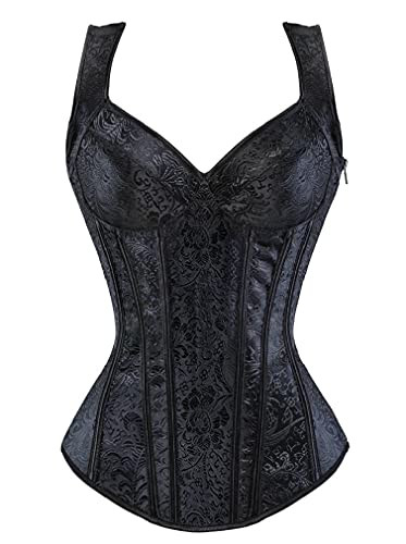 KUOSE Damen Schwarz Shapewear Korsett Vintage Gothic Vollbrust Corsage