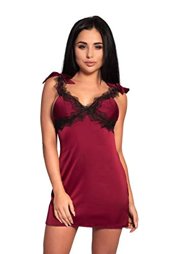 LivCo Corsetti Negligee in rot mit Spitze Dessous Chemise inklusive String