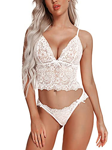 Aranmei Damen Sexy Dessous Set Spitze BH und Höschen