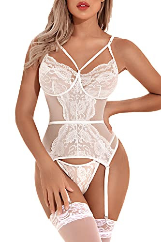 Aranmei Damen Strapsen Dessous Set Sexy Unterwäsche