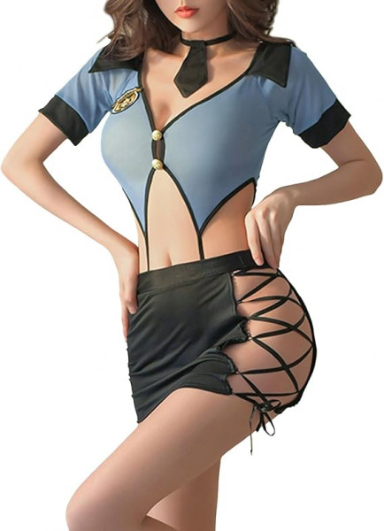 Damen Babydoll Kostüme Outfit Sexy Polizei Cosplay Kostüm