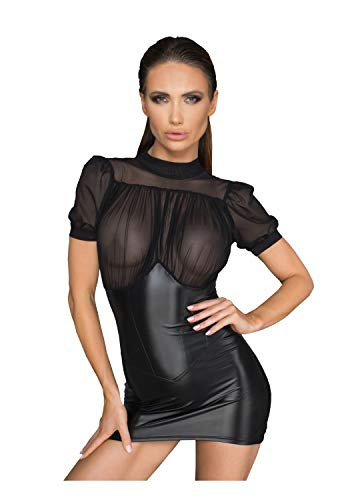 Noir Handmade Damen Tüll-Minikleid mit Wetlook M375