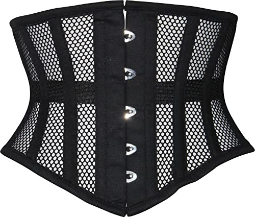 Hi-GERMANWEARS Underbust Black Cotton Mesh Steel Boned Corsets