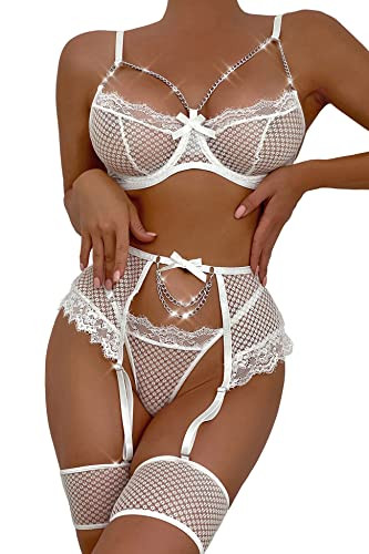 Aranmei Damen Sexy Wimpern Fischnetz Dessous Set