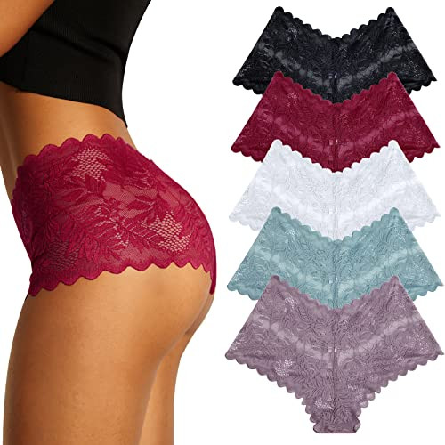 FINETOO 5er Pack Unterhosen Damen Spitze Sexy Unterwäsche