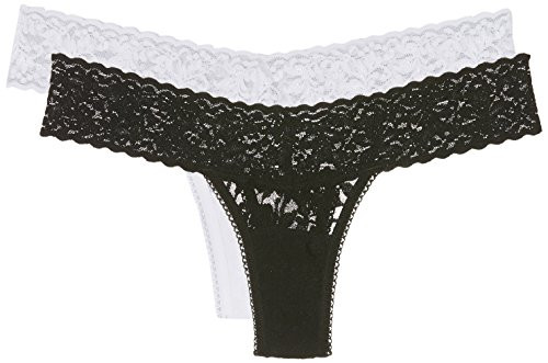 Sylvie Flirty Lingerie Damen String Aki 2er Pack, Schwarz/Weiß, One Size
