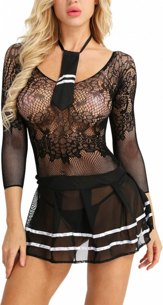 ROSVAY Damen Cosplay Schulmädchen Kostüm Kleid Sexy Mini Sailor Uniform