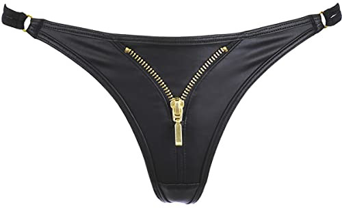 Axami schwarzer Latex String mit Reißverschluss M