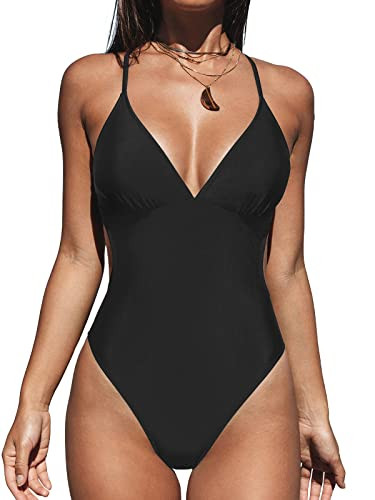 CUPSHE Damen Badeanzug Triangel V Ausschnitt Monokini Zierausschnitten