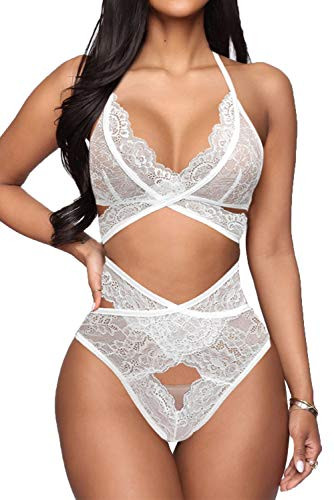 Aranmei Dessous für Frauen Sexy BH und Panty Set Spitze Bodysuit