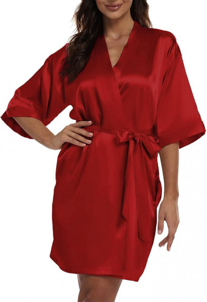 NewBull Sexy Bademantel Damen Lange Ärmel Kurz Morgenmantel