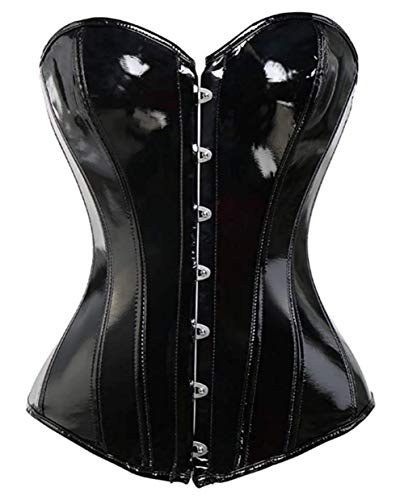KUOSE Damen Body Shaper Dessous Gothic PVC Kunstleder Corsage Mieder Top