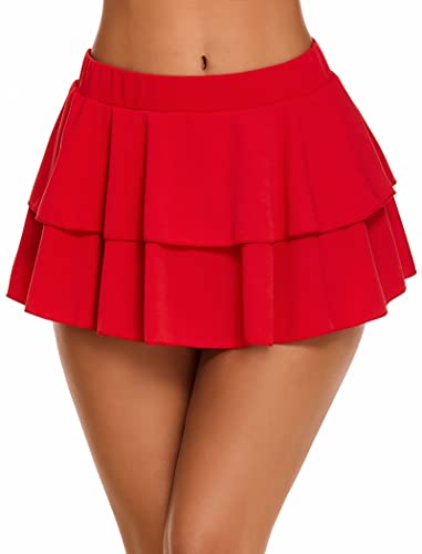 Avidlove Plissee Minirock für Damen Solide Rüschen Dessous Röcke