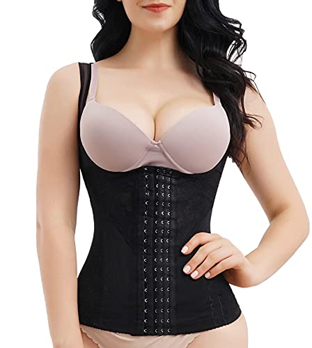 Chumian Damen Shapewear Top Unterbrust Korsett Cincher Stark Formend Bauch Weg Mieder Taillenformer Bodyshaper, XL(2-3 Days Delivery), Black(local Seller)