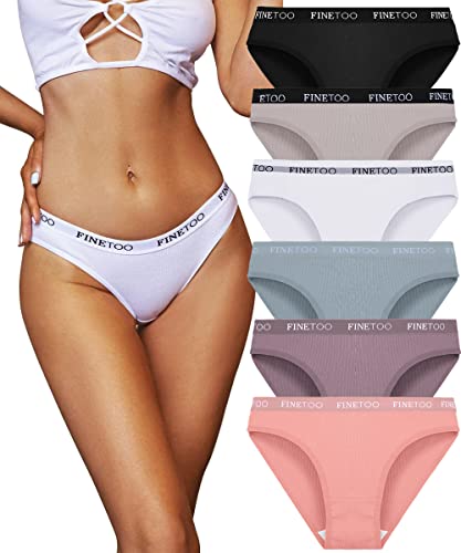 FINETOO 6er Pack Hipster Damen Baumwoll Unterwäsche Frauen Set Baumwolle Slip Sport Slips Sexy Panties Baumwolle Unterhose Mehrpack S-XL