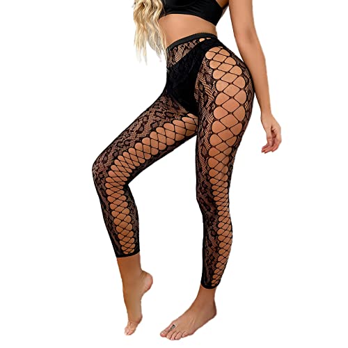 Frauen-reizvolle Strumpfhose-Fischnetz-Öffnungs-Leggings-Leopard-Druck-Pantihose-Wäsche-Hosen Dessous Spitze Damen Sexy Strumpfhosen Fischernetz Eröffnung Streifen Netzstrumpfhosen