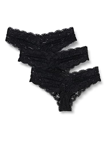 Iris & Lilly Damen Freche Brazilian-Unterwäsche Spitze, 3er-Pack, Schwarz, 38