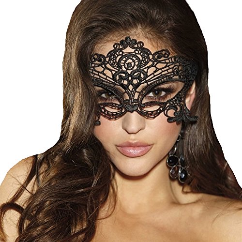 JeVenis Luxury Sexy Lace maske Prom Mask Maskerade Ball Maske für Kostümparty Cosplay (black)