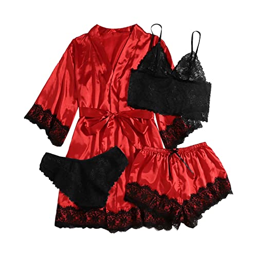 Nachtkleid Damen Sexy Damen Satin Nachthemd Negligee Dessous Sexy Babydoll Nachtwäsche Lingerie V Ausschnitt Spaghetti Träger Kleid Sleepwear Nachtkleid Damen Sexy Mit Push Up Nachtkleid Damen Sexy Ro