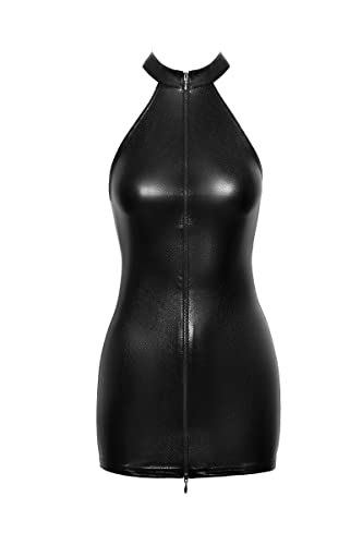 Noir Handmade F278 Wetlook Minikleid mit Schlangenmuster S