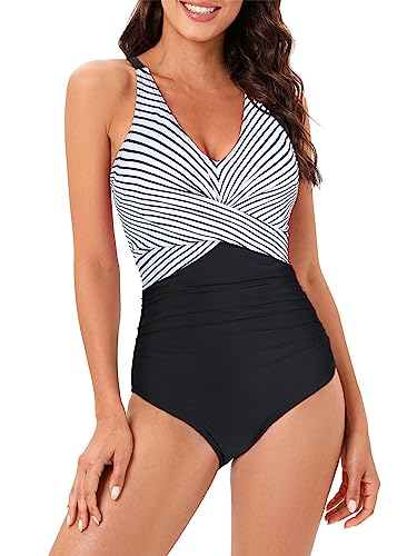 PONCEAU Damen Badeanzug Sport Bademode Damen Bauchweg Einteiliger Badeanzug Sexy Push Up Badeanzüge Damen Swim Suit Bikini