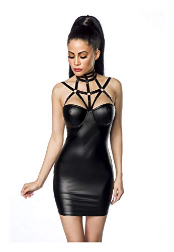 SARESIA Damen Minikleid im Wetlook M795 XS/S