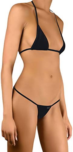 Sohimary 204 Damen Mini String Tanga Bikini XS S M 32 34 36 38 Schwarz