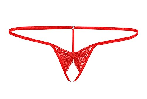 Sohimary 487 Damen Mini Spitze Offen String Tanga XS S M 32 34 36 38 Rot