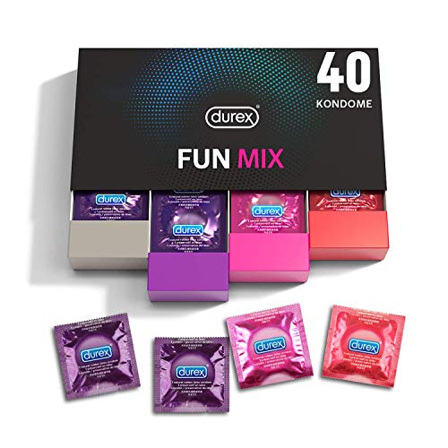 Durex Fun Explosion Kondome in stylischer Box – Aufregende Vielfalt, praktisch & diskret verpackt – Verhütung – Kondom Probierpaket – 40er Großpackung (1 x 40 Stück)