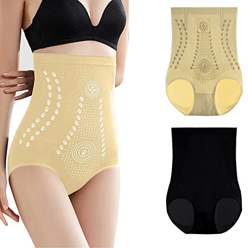 Topassion Unique Fiber Restoration Shaper Damen 2 Stücke Elastisch Body Shaper Set Butt Lifter Unterhose Hip Enhancer Shapewear Bauchkontrolle Hohe Taille Bauchweg Tummy Control High Waist Shapewear